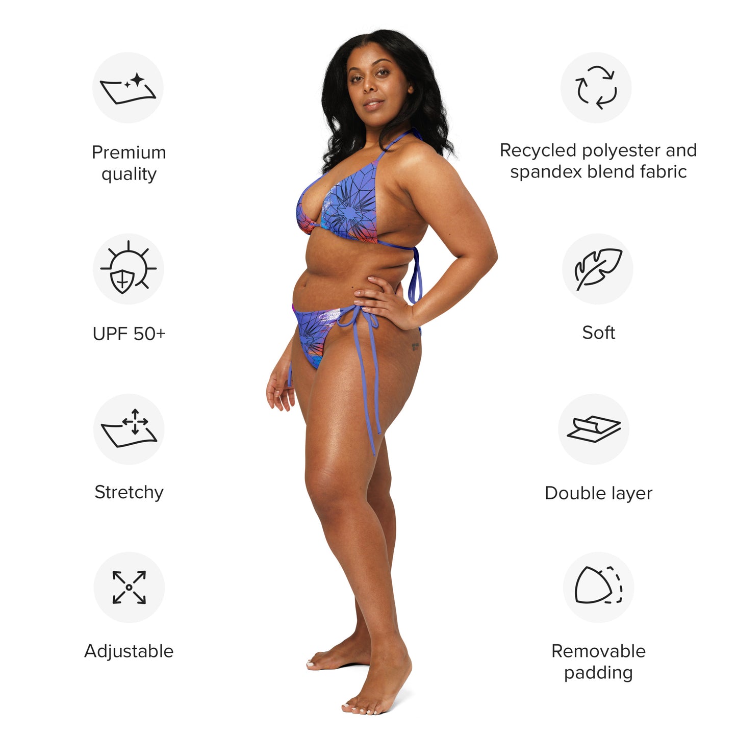 Two Piece “Periwinkle Paint Geometrics” String Bikini