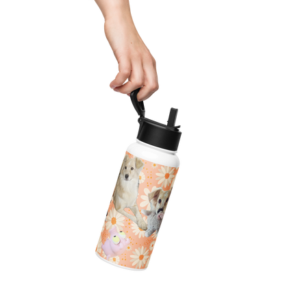 32oz Stainless Steel “Goodest Dogs Fee and Sully” Water Bottle with Straw Lid